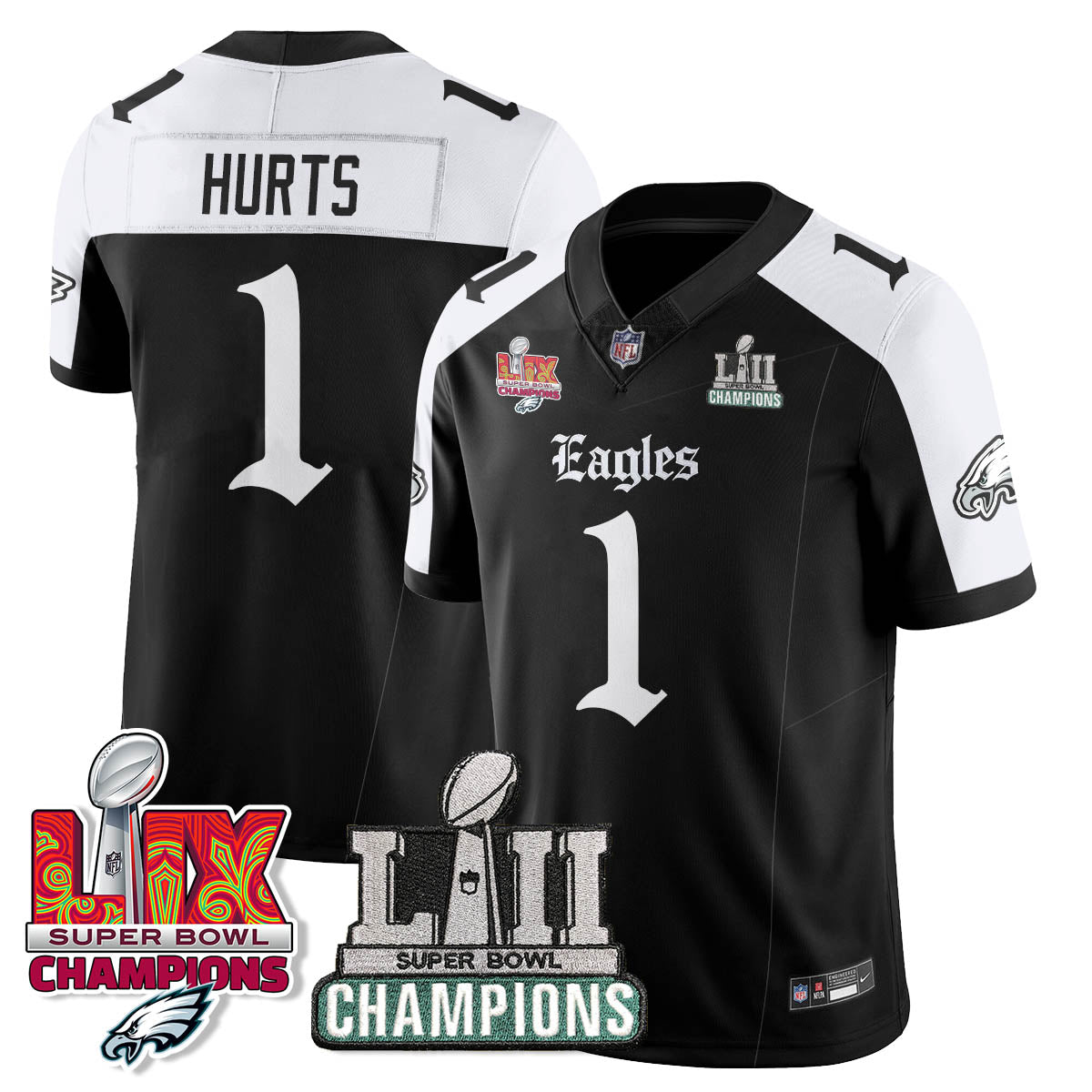 PHI 'Gothic Philly' LII-LIX Super Bowl Champions Vapor Limited Jersey - Stitched