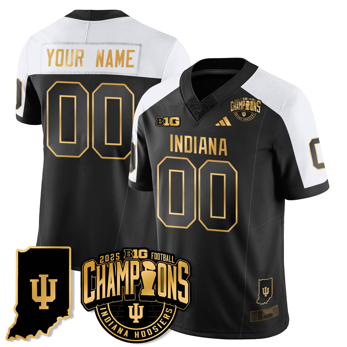 Indiana H Vapor Limited Football Gold Custom Jersey - Big 10 Champions - Stitched