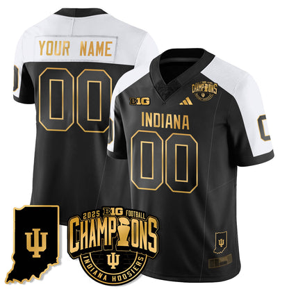 Indiana H Vapor Limited Football Gold Custom Jersey - Big 10 Champions - Stitched
