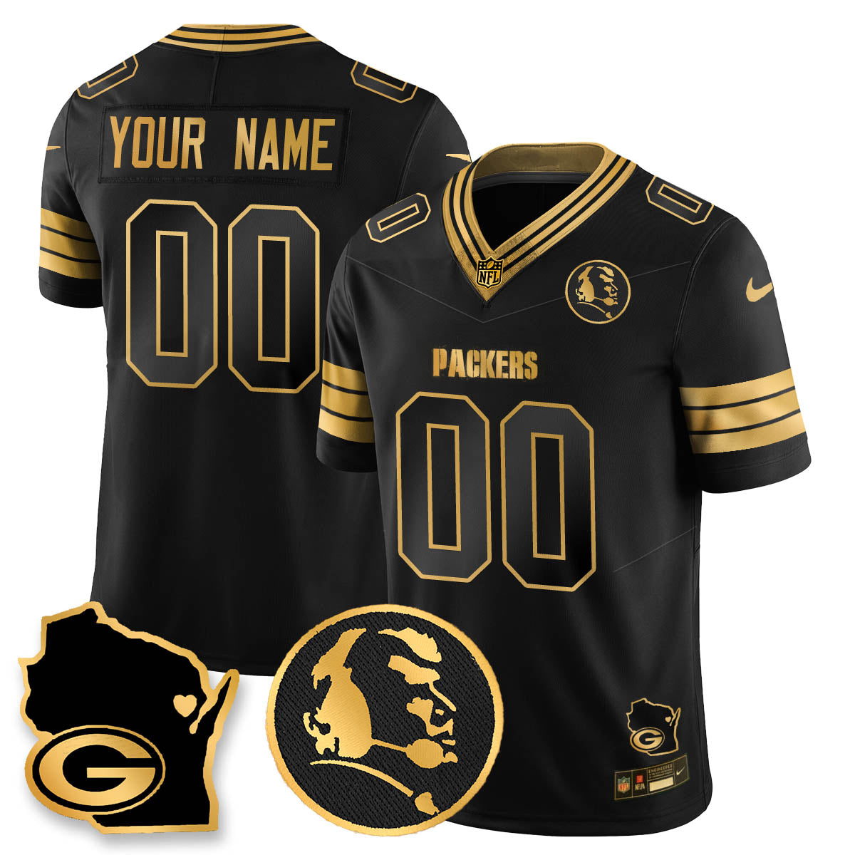 GB 4-Time Champions Vapor Limited Custom Jersey - John Madden Patch - Stitched