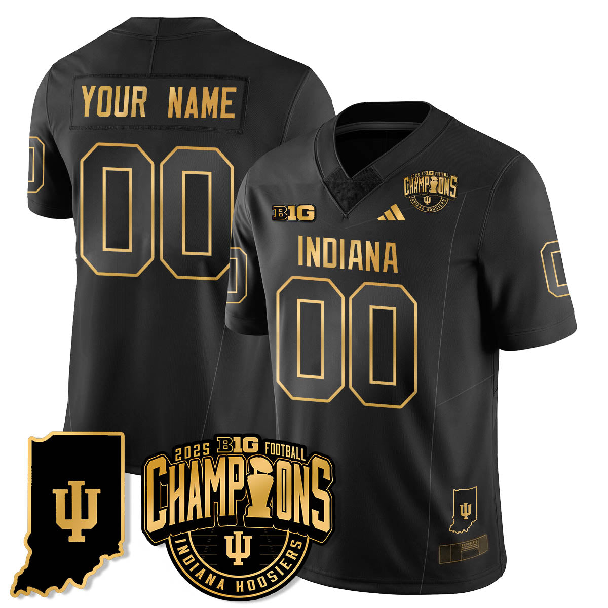 Indiana H Vapor Limited Football Gold Custom Jersey - Big 10 Champions - Stitched