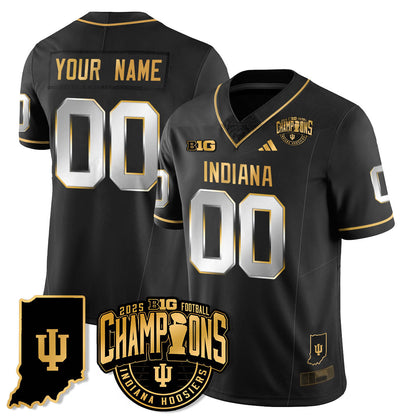 Indiana H Vapor Limited Football Gold Custom Jersey - Big 10 Champions - Stitched