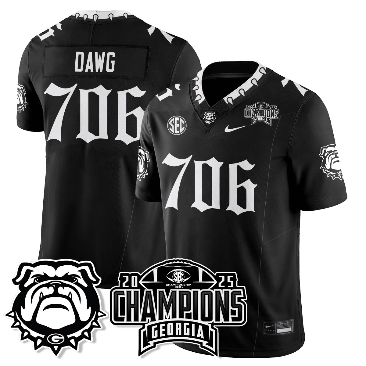 Georgia Bulldogs Gothic Vapor Limited Jersey - SEC Football Champions - All Stitched