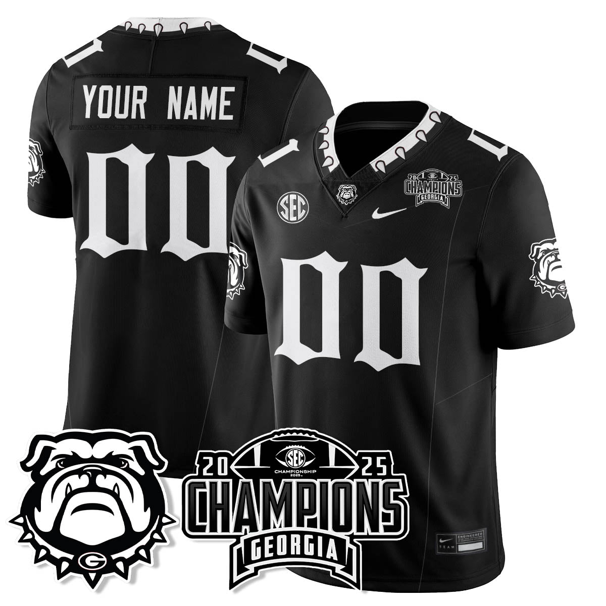 Georgia Bulldogs Gothic Vapor Limited Custom Jersey - SEC Football Champions - All Stitched