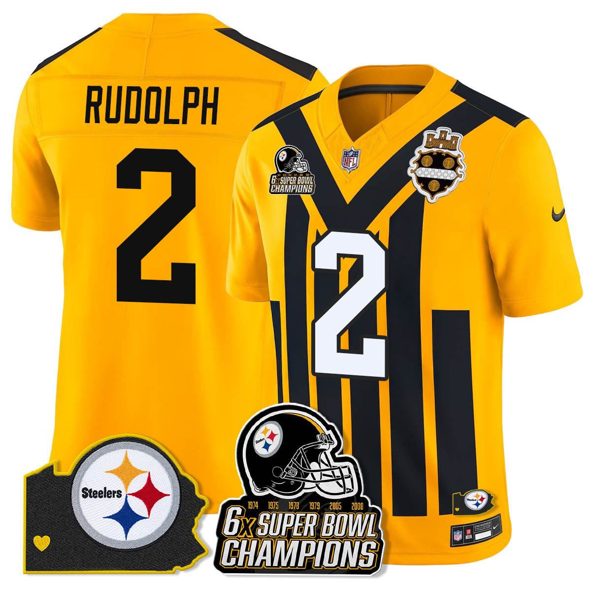 PIT 6-Time Champions Patch Vapor Limited Jersey - Stitched