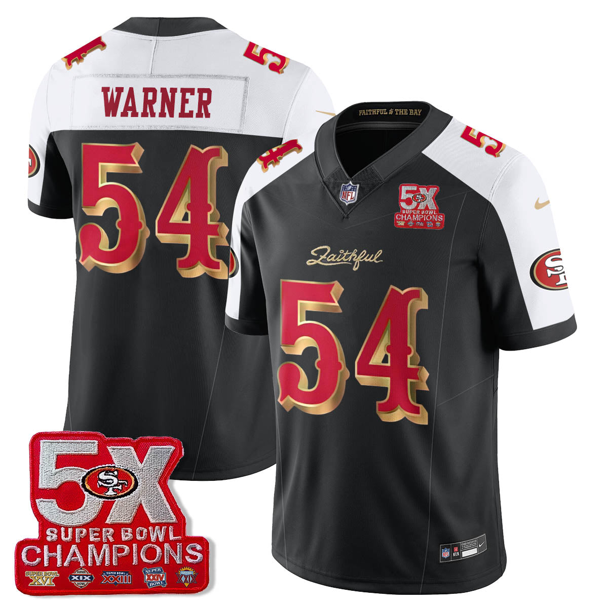 SF 5-Time Champions Patch Vapor Limited Jersey - Stitched