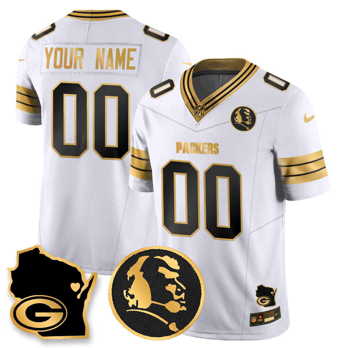 GB 4-Time Champions Vapor Limited Custom Jersey - John Madden Patch - Stitched