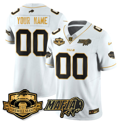 BUF 2025 Bills Mafia Patch Gold Vapor Limited Custom Jersey - Stitched