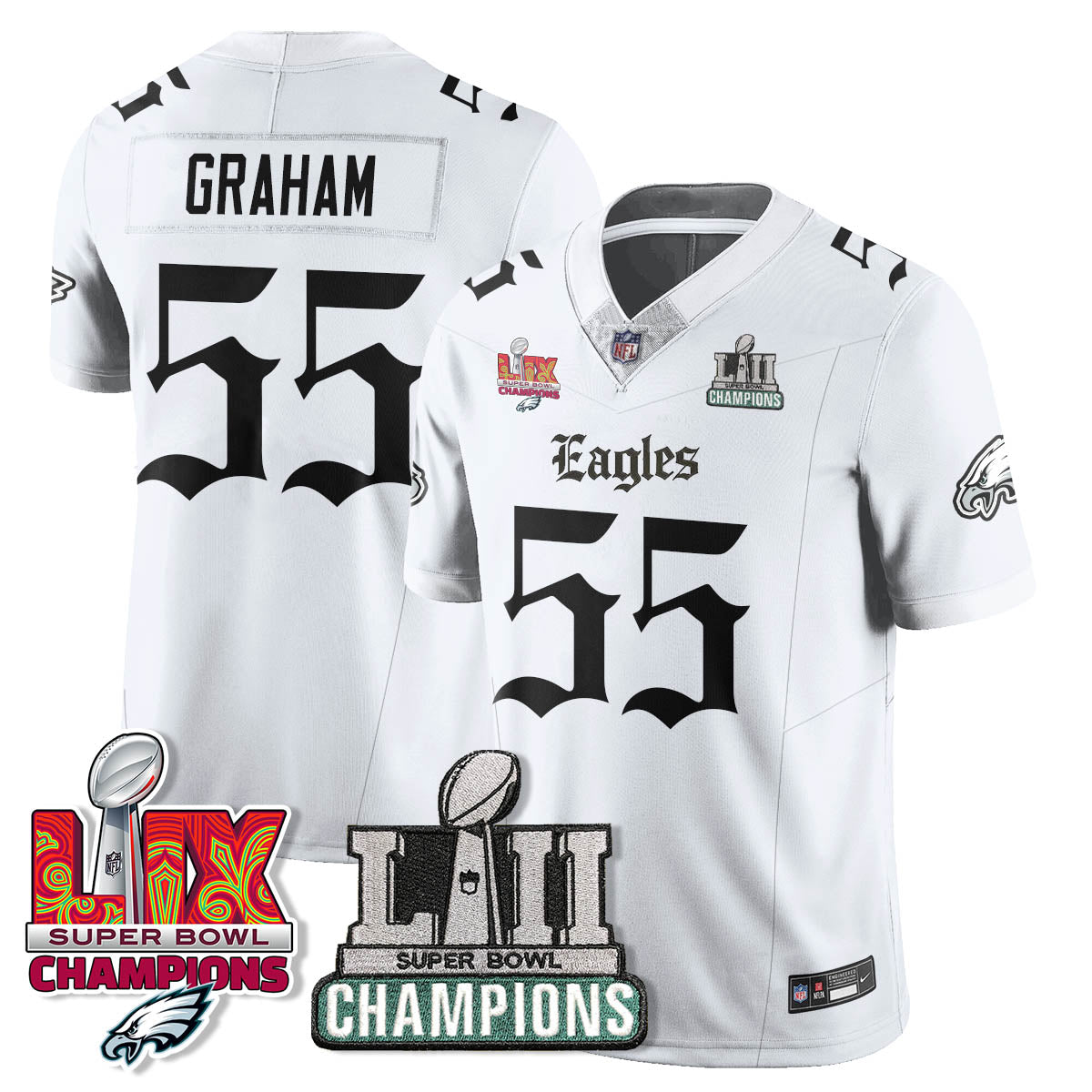 PHI 'Gothic Philly' LII-LIX Super Bowl Champions Vapor Limited Jersey - Stitched