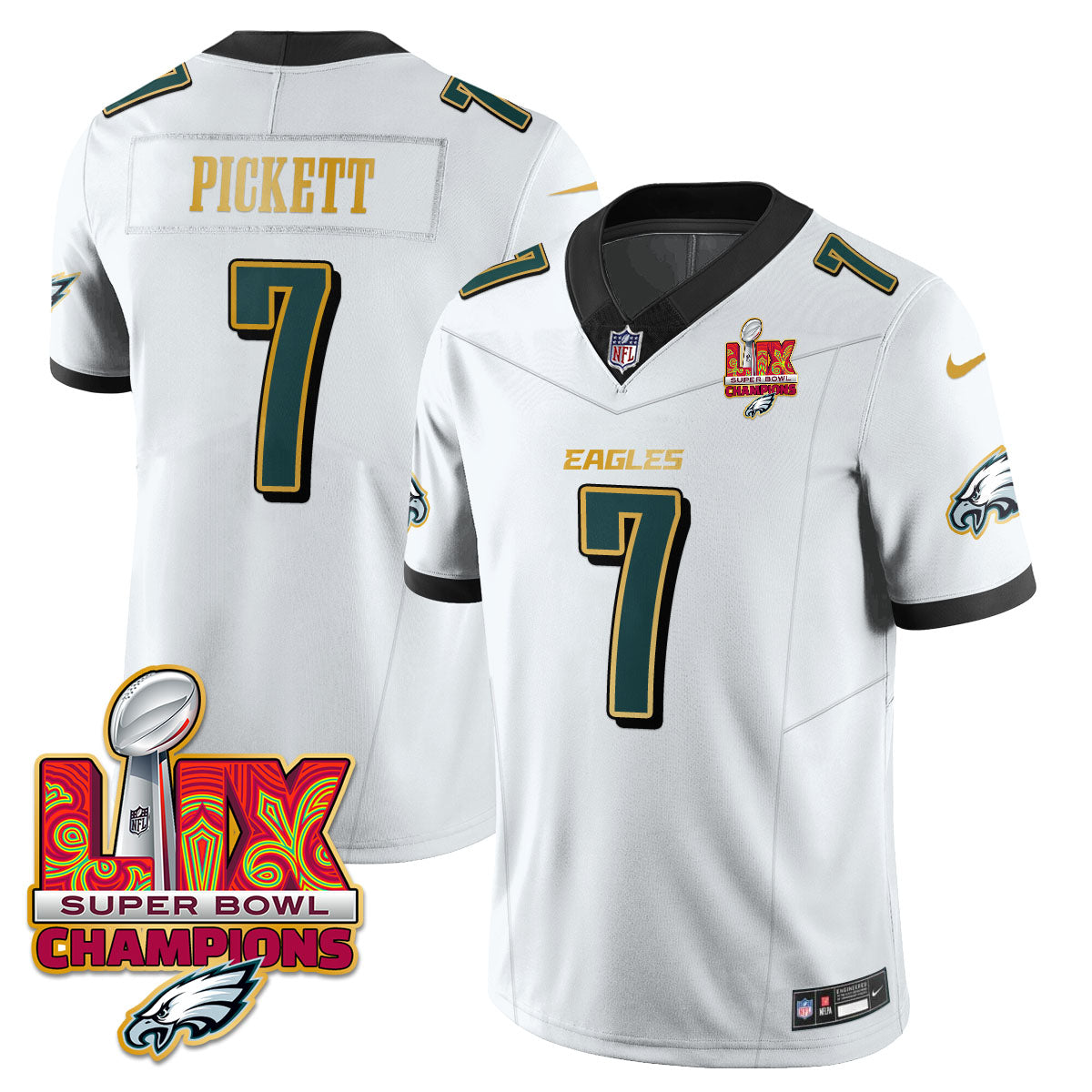 PHI Super Bowl LIX Champions Gold Trim Vapor Limited Jersey - Stitched