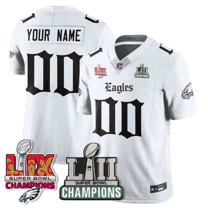 PHI 'Gothic Philly' LII-LIX Super Bowl Champions Vapor Limited Custom Jersey - Stitched