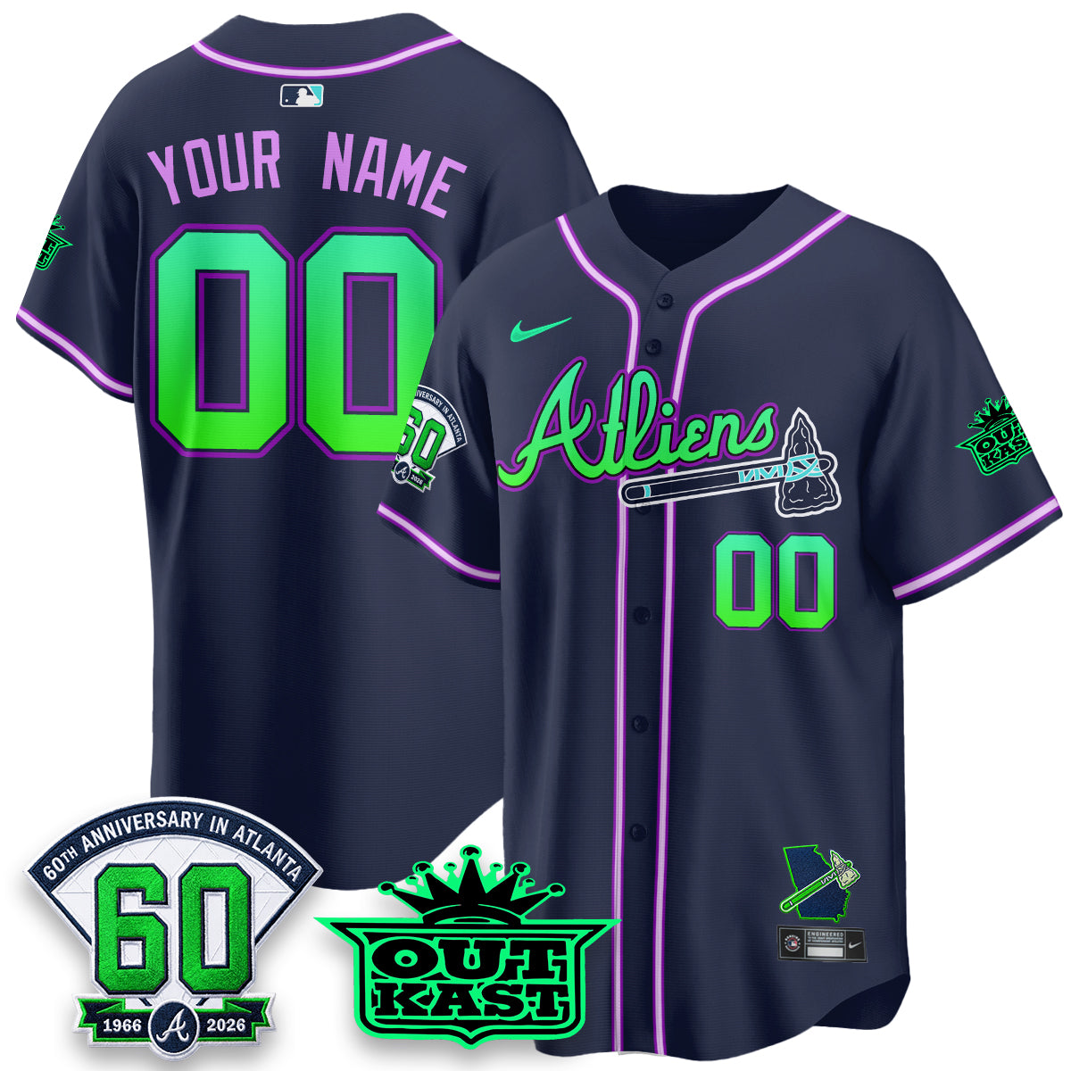 ATL x Atliens Cool Base Galaxy Version Custom Jersey - Stitched-NQD