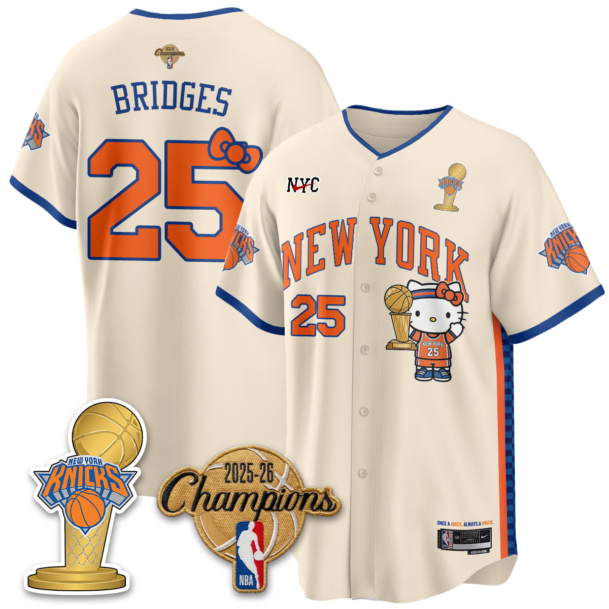 NYK 2026 NBA Champions x Meow Kitty Vapor Jersey - Stitched