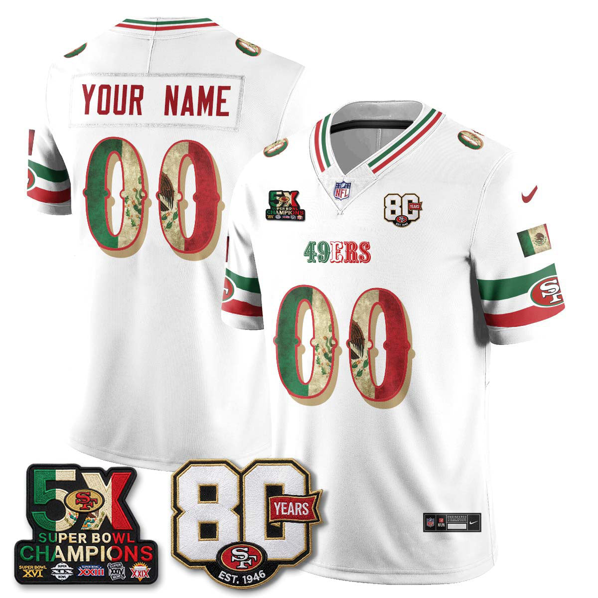 SF Mexican Edition Vapor Custom Jersey - Stitched