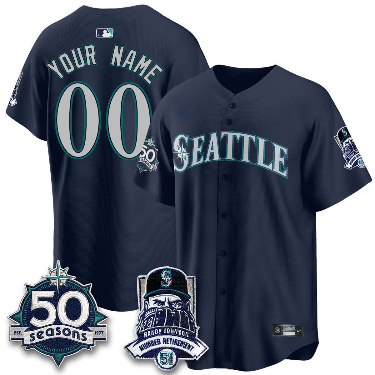 SEA Randy Johnson Vapor Limited Custom Jersey V2- Stitched