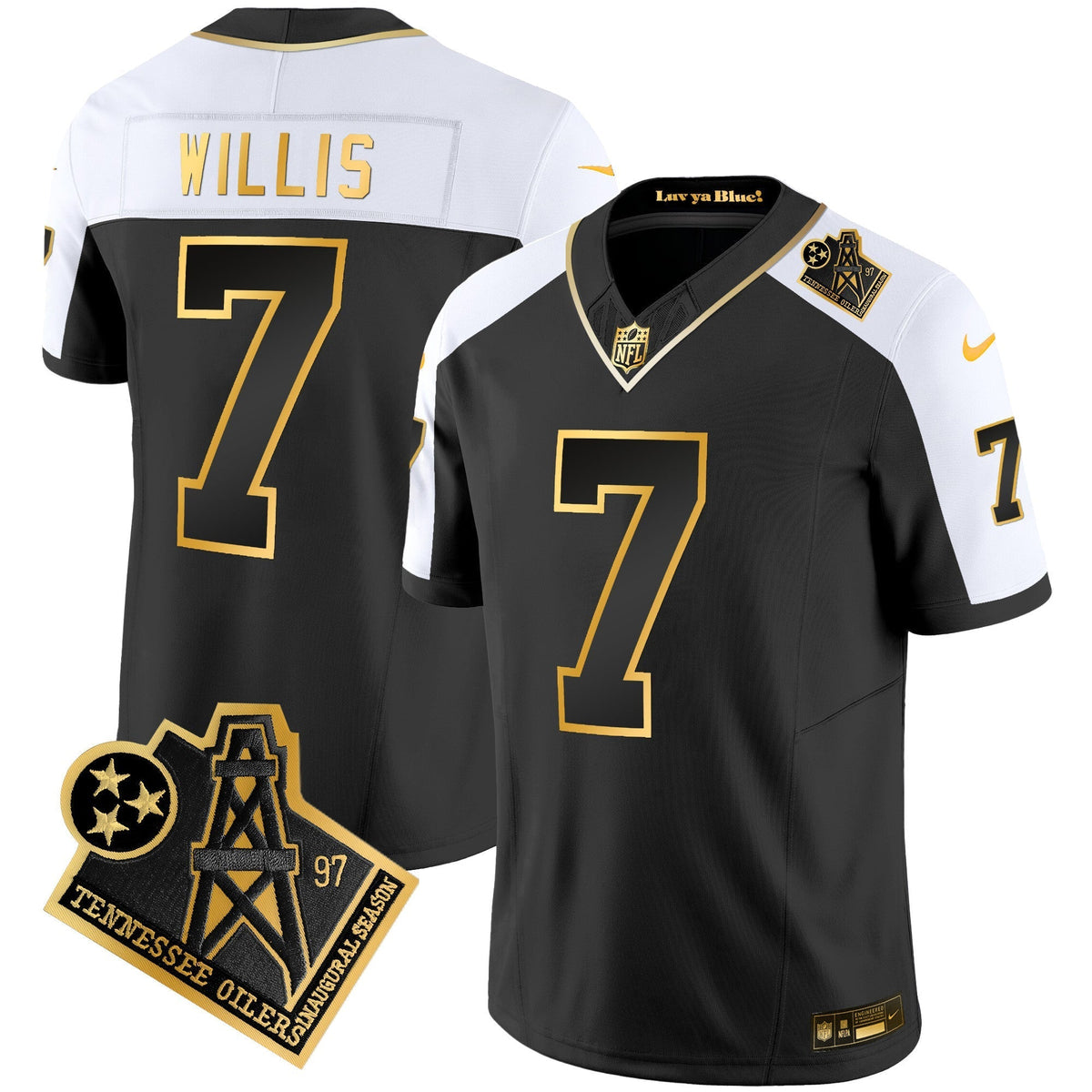 Men's Titans 1997 Throwback Gold Vapor Jersey - All Stitched