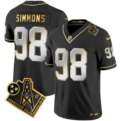 Men's Titans 1997 Throwback Gold Vapor Jersey - All Stitched