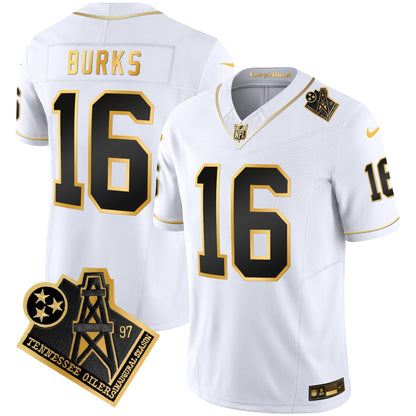Men's Titans 1997 Throwback Gold Vapor Jersey - All Stitched