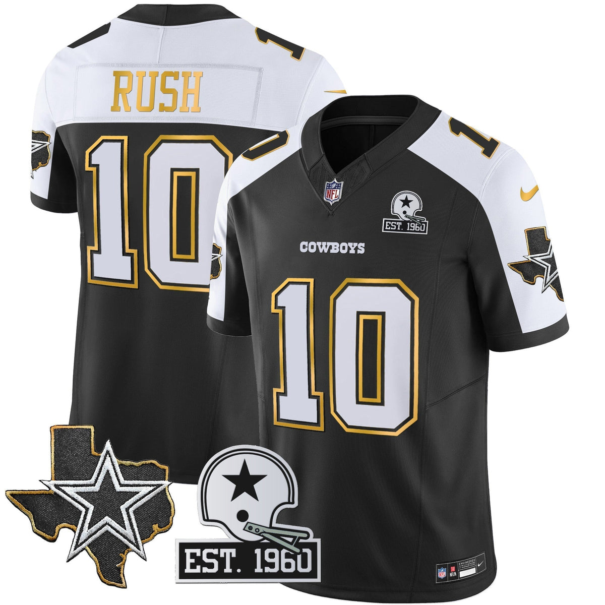 Men's Cowboys Texas Patch Gold Trim Vapor Jersey - All Stitched