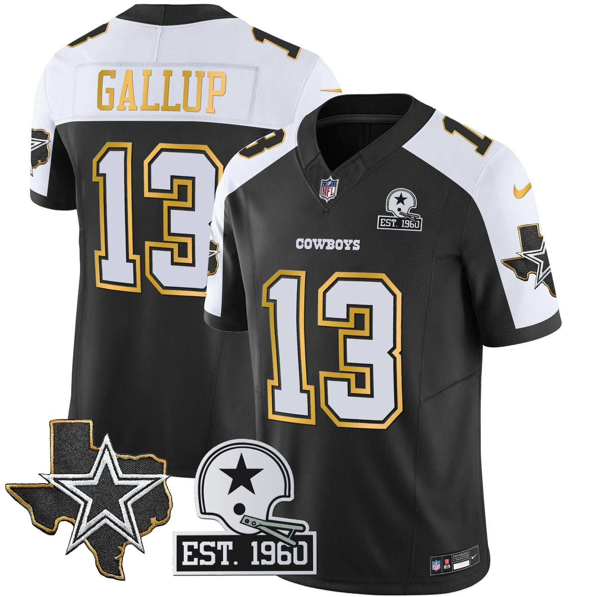 Men's Cowboys Texas Patch Gold Trim Vapor Jersey - All Stitched