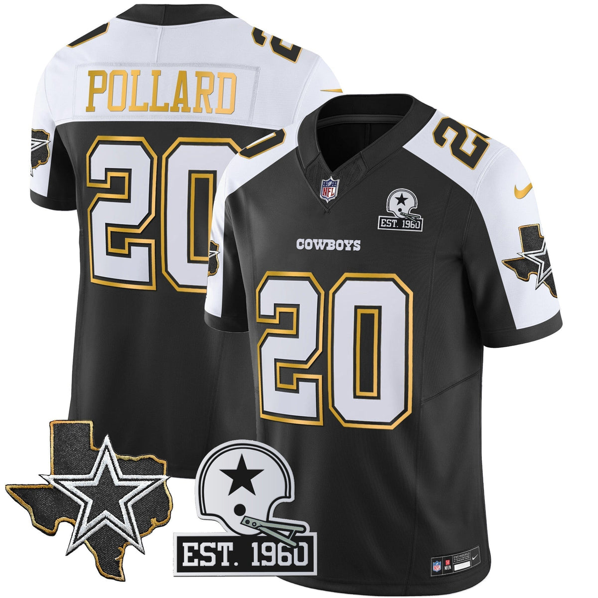 Men's Cowboys Texas Patch Gold Trim Vapor Jersey - All Stitched