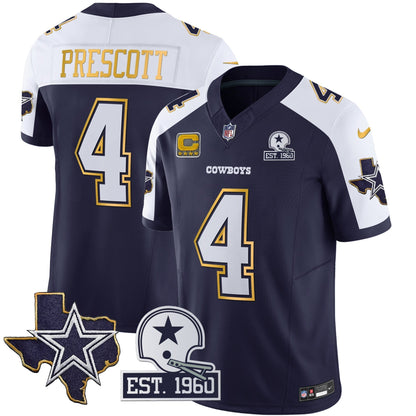 Men's Cowboys Texas Patch Gold Trim Vapor Jersey - All Stitched