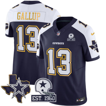 Men's Cowboys Texas Patch Gold Trim Vapor Jersey - All Stitched