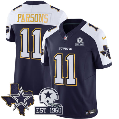 Men's Cowboys Texas Patch Gold Trim Vapor Jersey - All Stitched