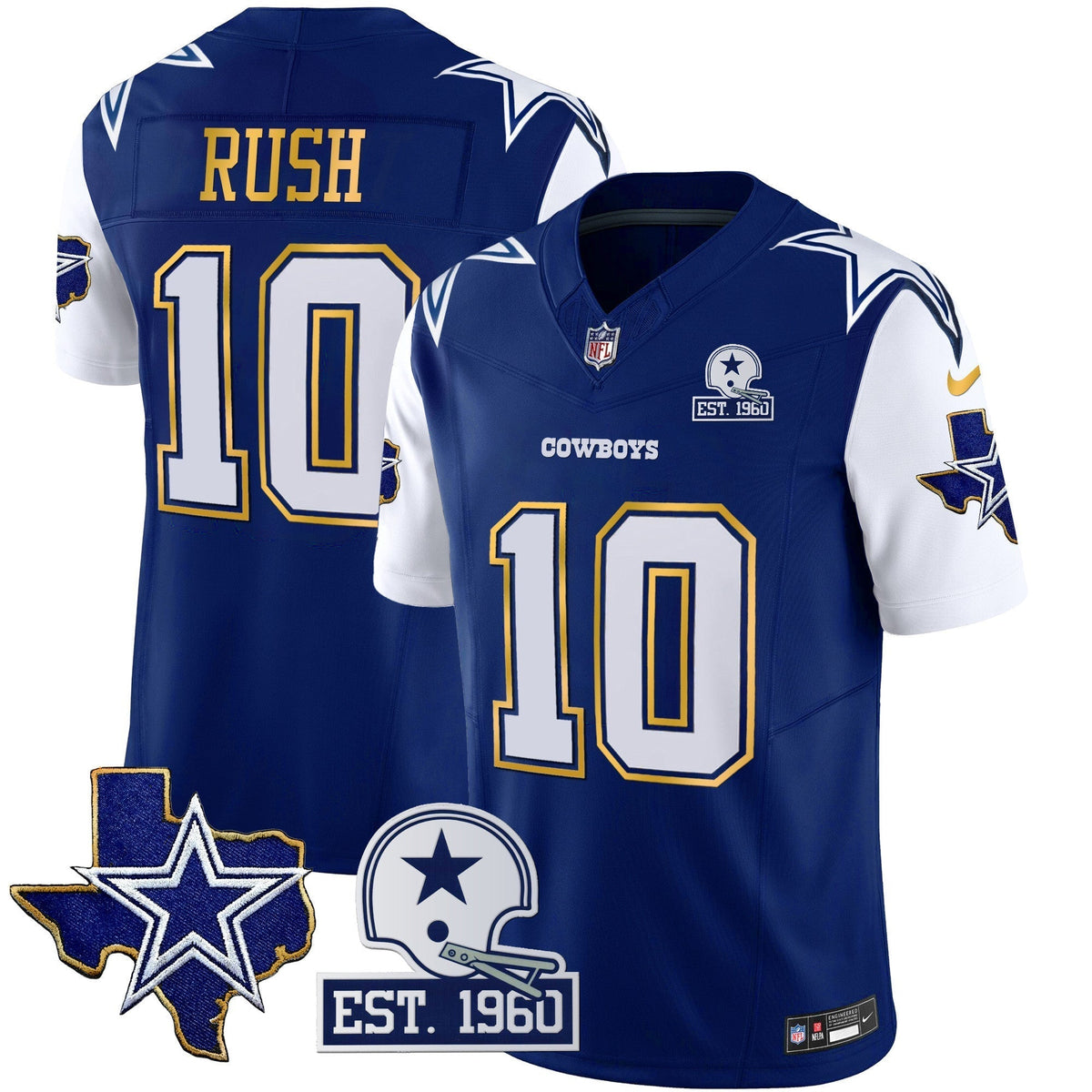 Men's Cowboys Texas Patch Gold Trim Vapor Jersey - All Stitched