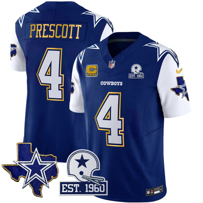 Men's Cowboys Texas Patch Gold Trim Vapor Jersey - All Stitched