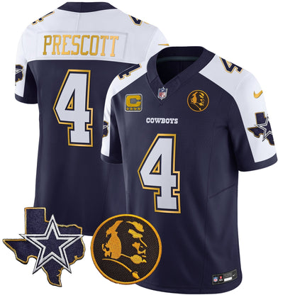 Men's Cowboys Texas & John Madden Patch Gold Trim Vapor Jersey - All Stitched
