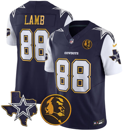Men's Cowboys Texas & John Madden Patch Gold Trim Vapor Jersey - All Stitched
