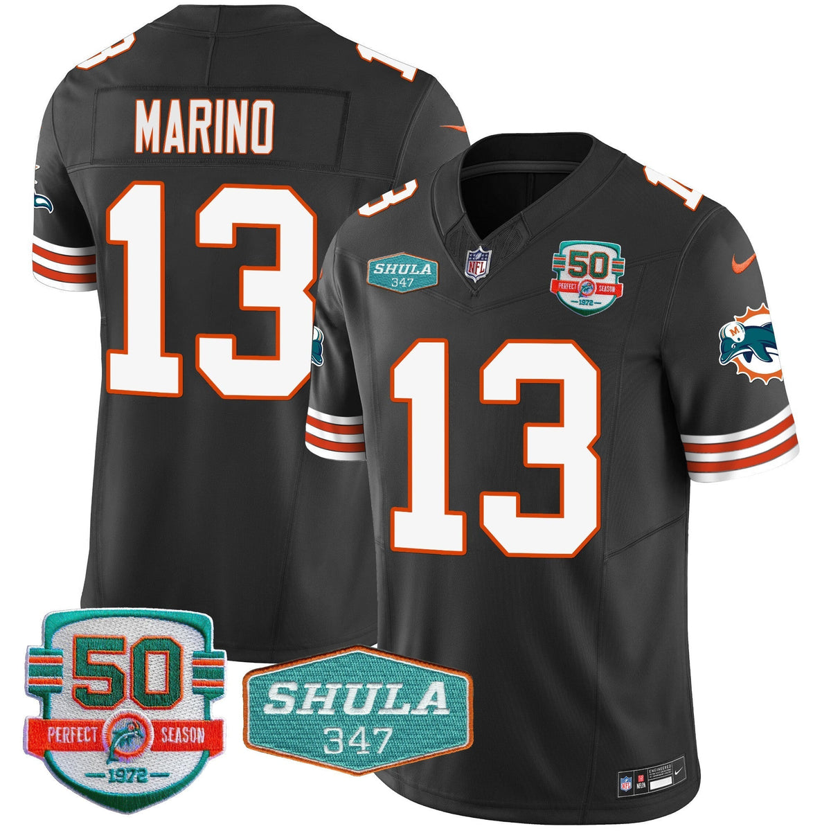 Men's Dolphins Throwback Shula 347 Patch Vapor Jersey - All Stitched
