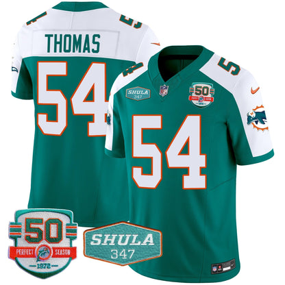 Men's Dolphins Throwback Shula 347 Patch Vapor Jersey - All Stitched