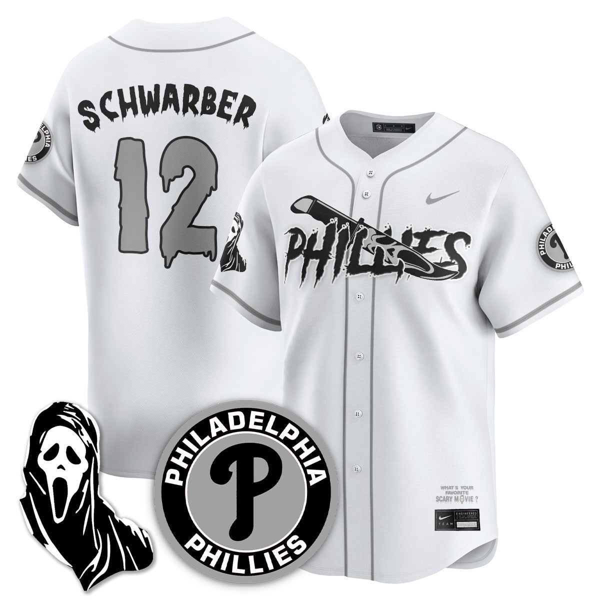 Men's Philadelphia Phillies "Scream Ghostface" Jersey - Stitched