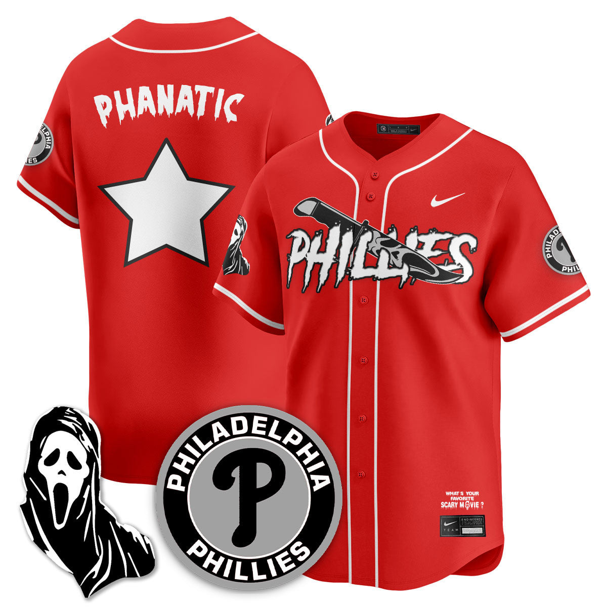Men's Philadelphia Phillies "Scream Ghostface" Jersey - Stitched