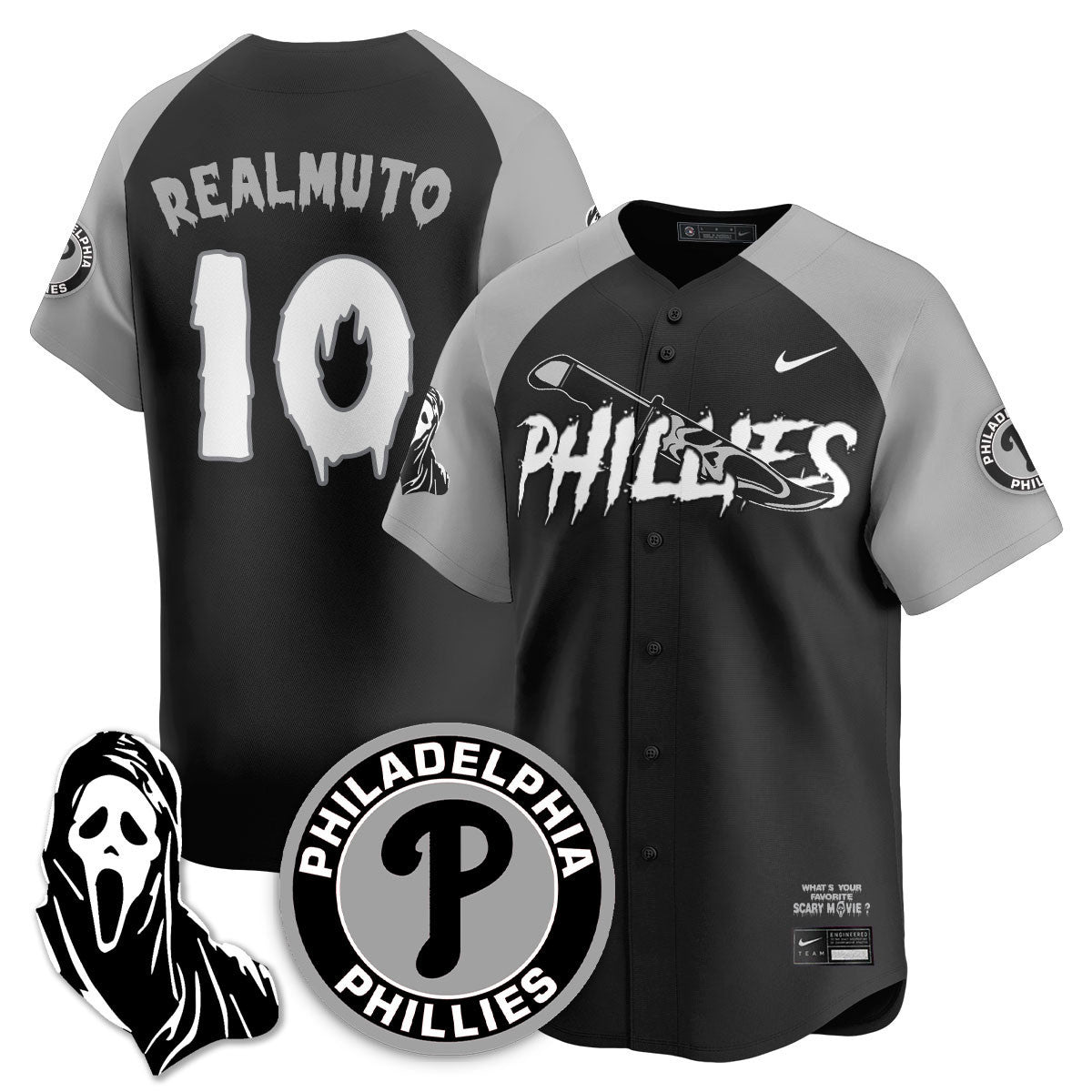 Men's Philadelphia Phillies "Scream Ghostface" Jersey - Stitched