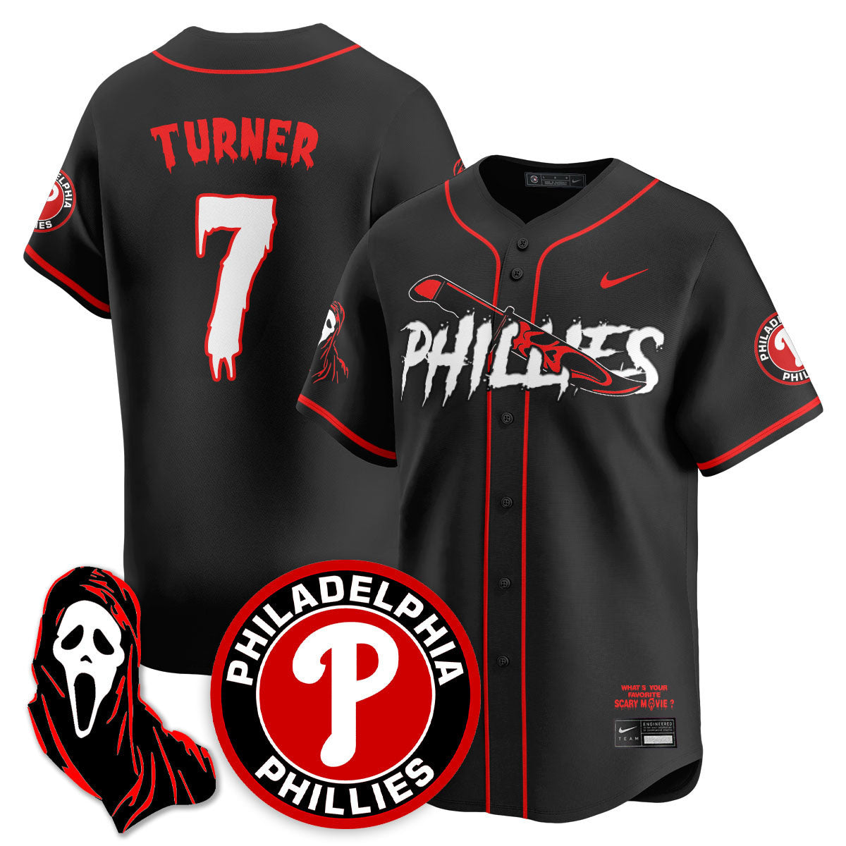 Men's Philadelphia Phillies "Scream Ghostface" Jersey - Stitched