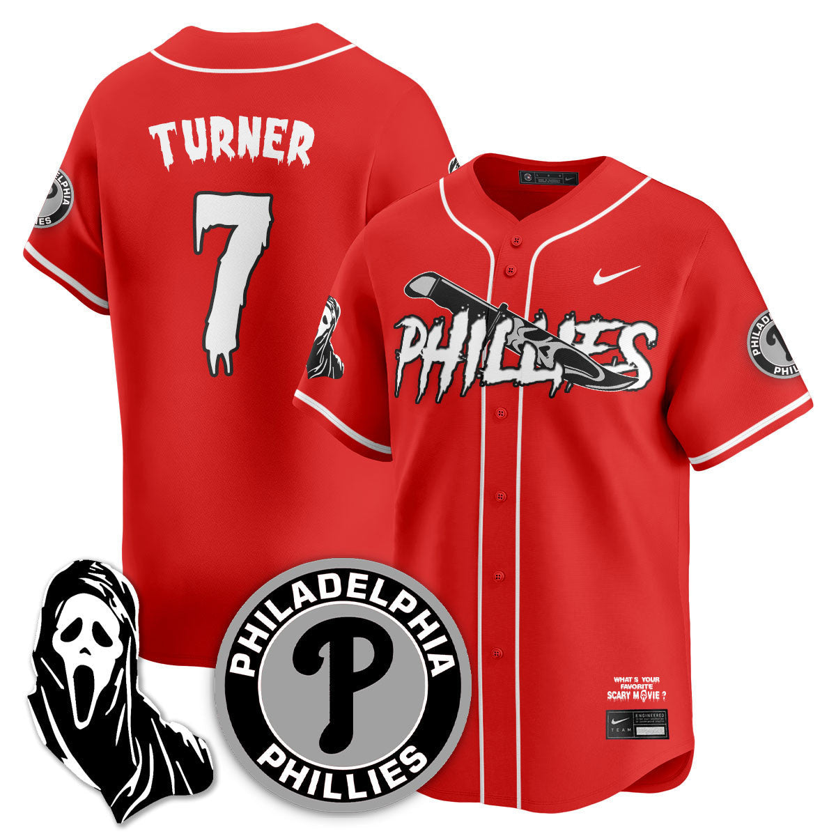 Men's Philadelphia Phillies "Scream Ghostface" Jersey - Stitched