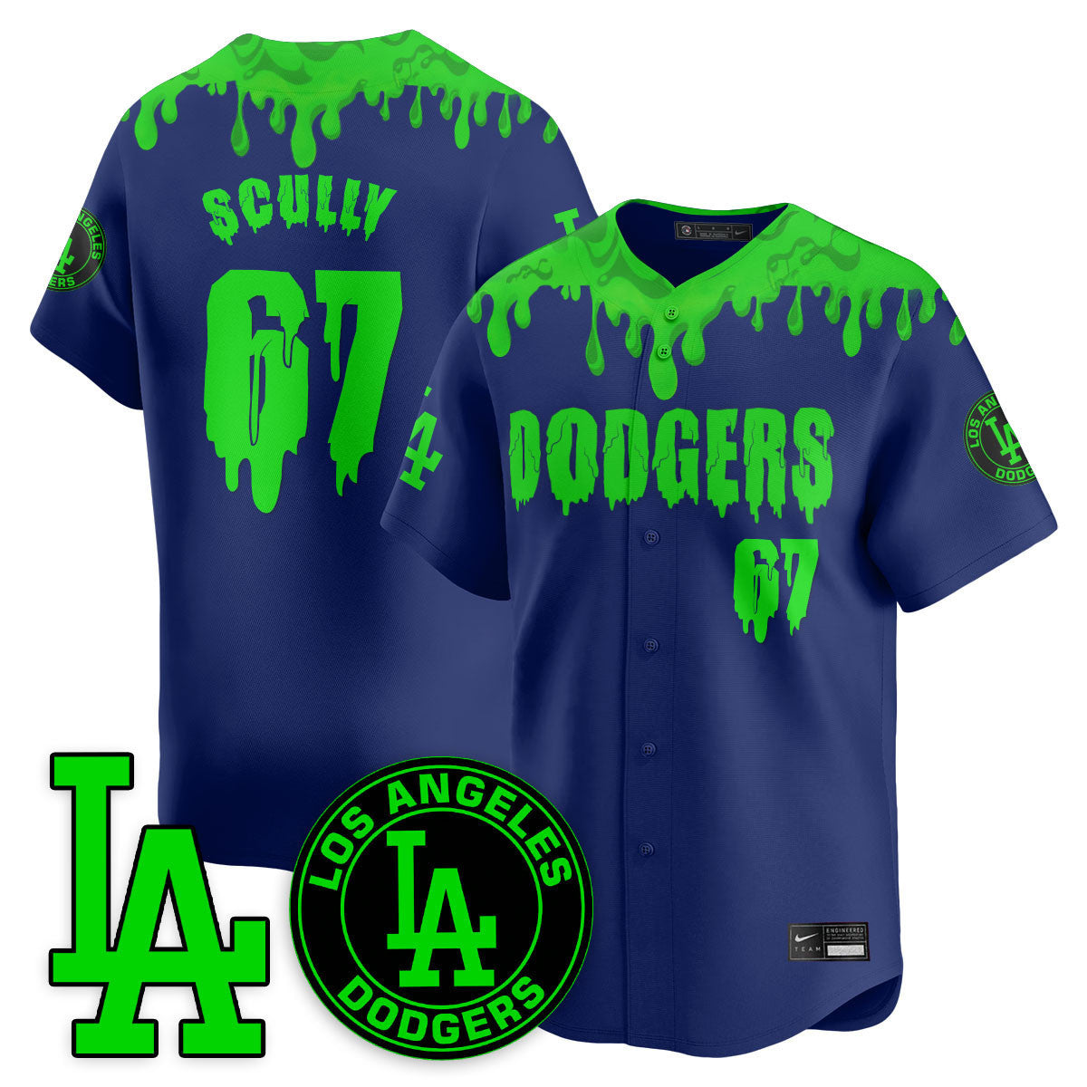 Men's Los Angeles Dodgers "Slime Night Special" Jersey - Stitched