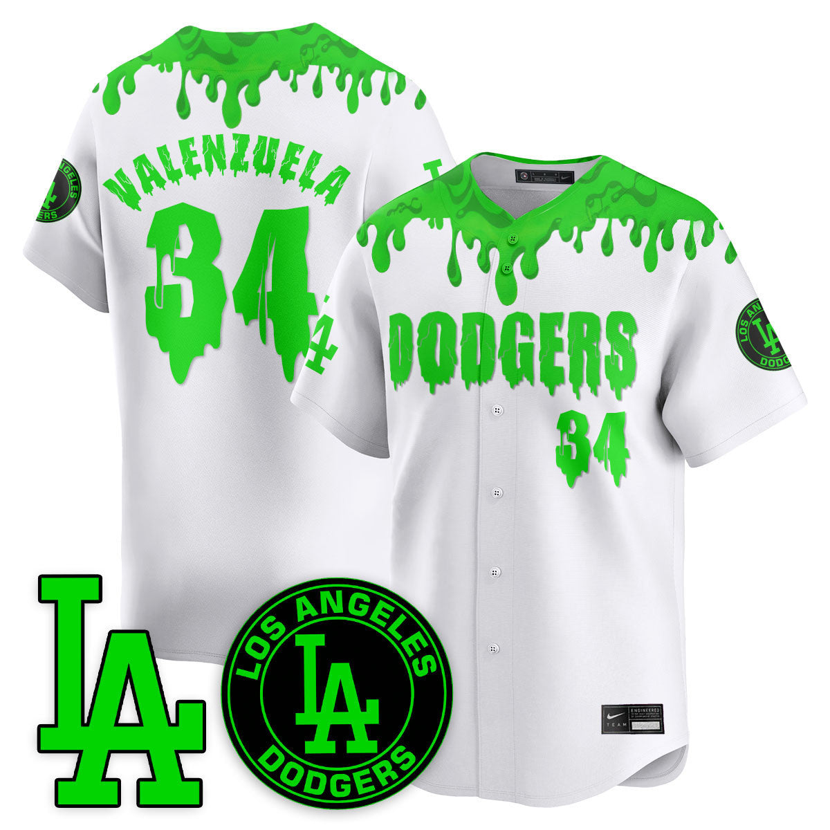 Men's Los Angeles Dodgers "Slime Night Special" Jersey - Stitched