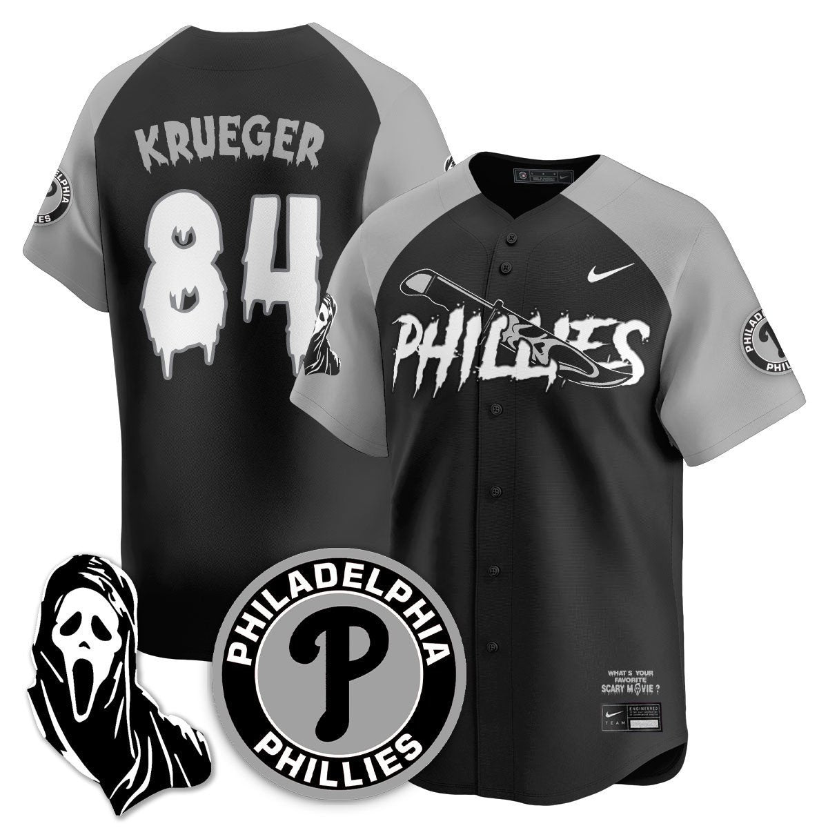 Custom Philadelphia Phillies "Scream Ghostface" Jersey - Stitched