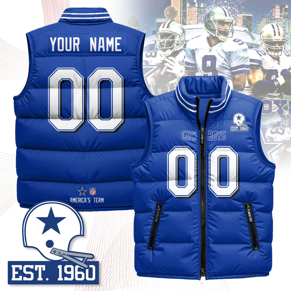 Custom Dallas Cowboys Unisex Puffer Vest
