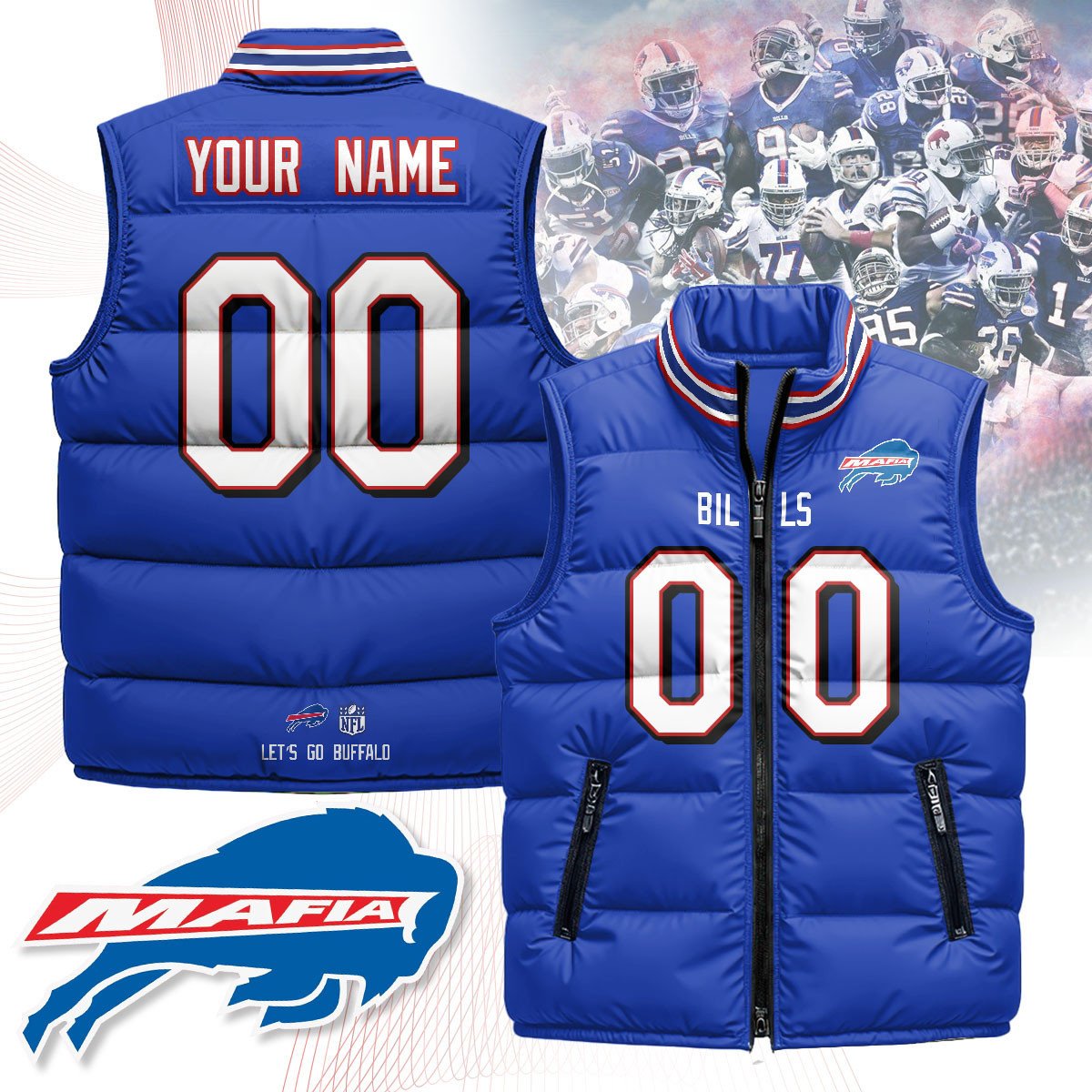 Custom Buffalo Bills Unisex Puffer Vest