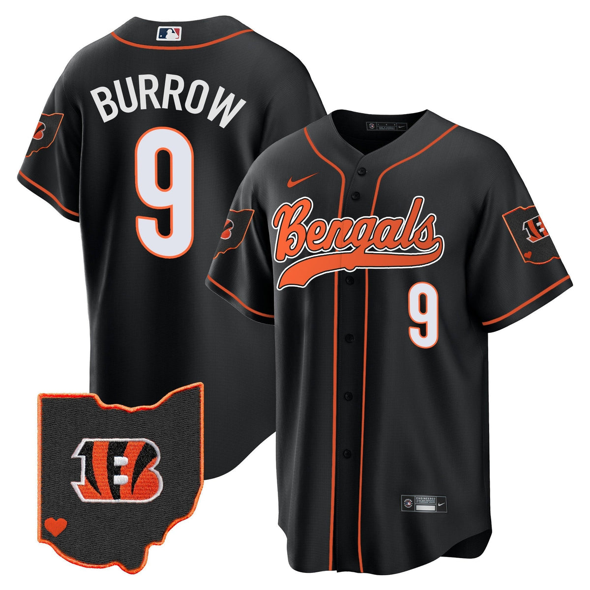Men's Bengals Ohio Patch Baseball Jersey - All Stitched