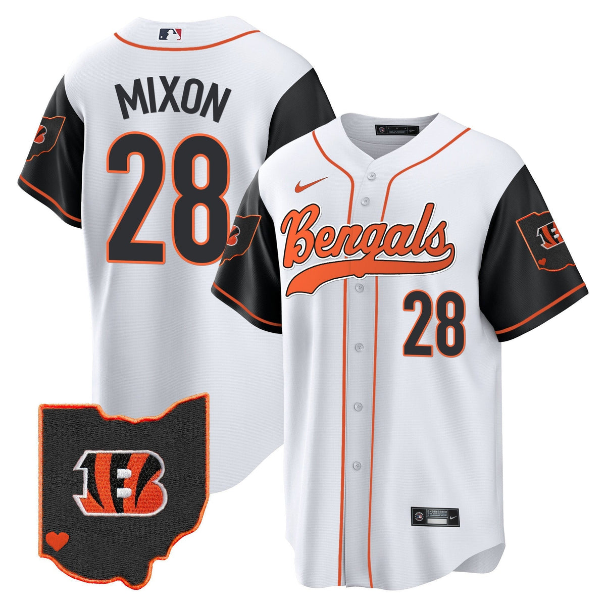 Men's Bengals Ohio Patch Baseball Jersey - All Stitched