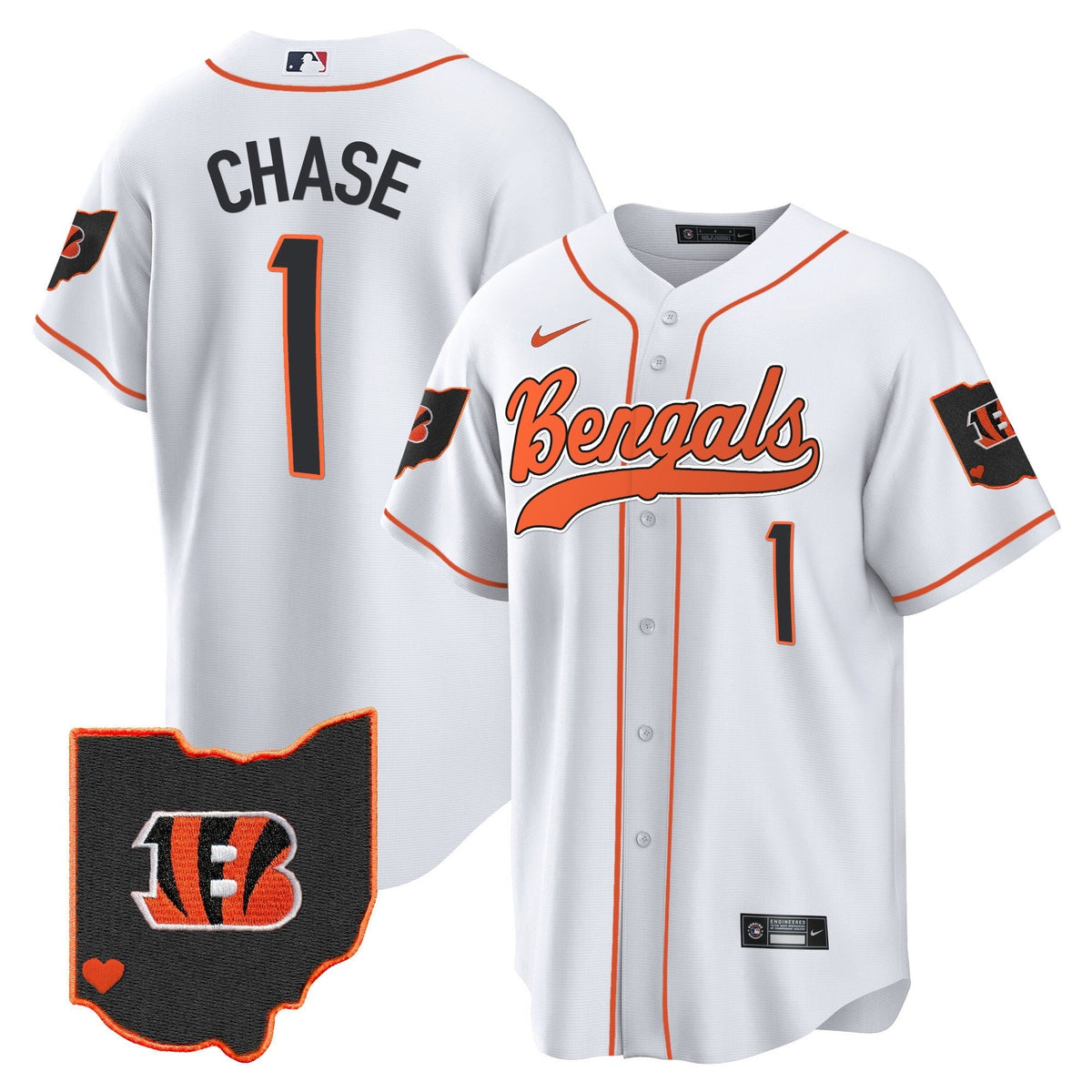 Men's Bengals Ohio Patch Baseball Jersey - All Stitched