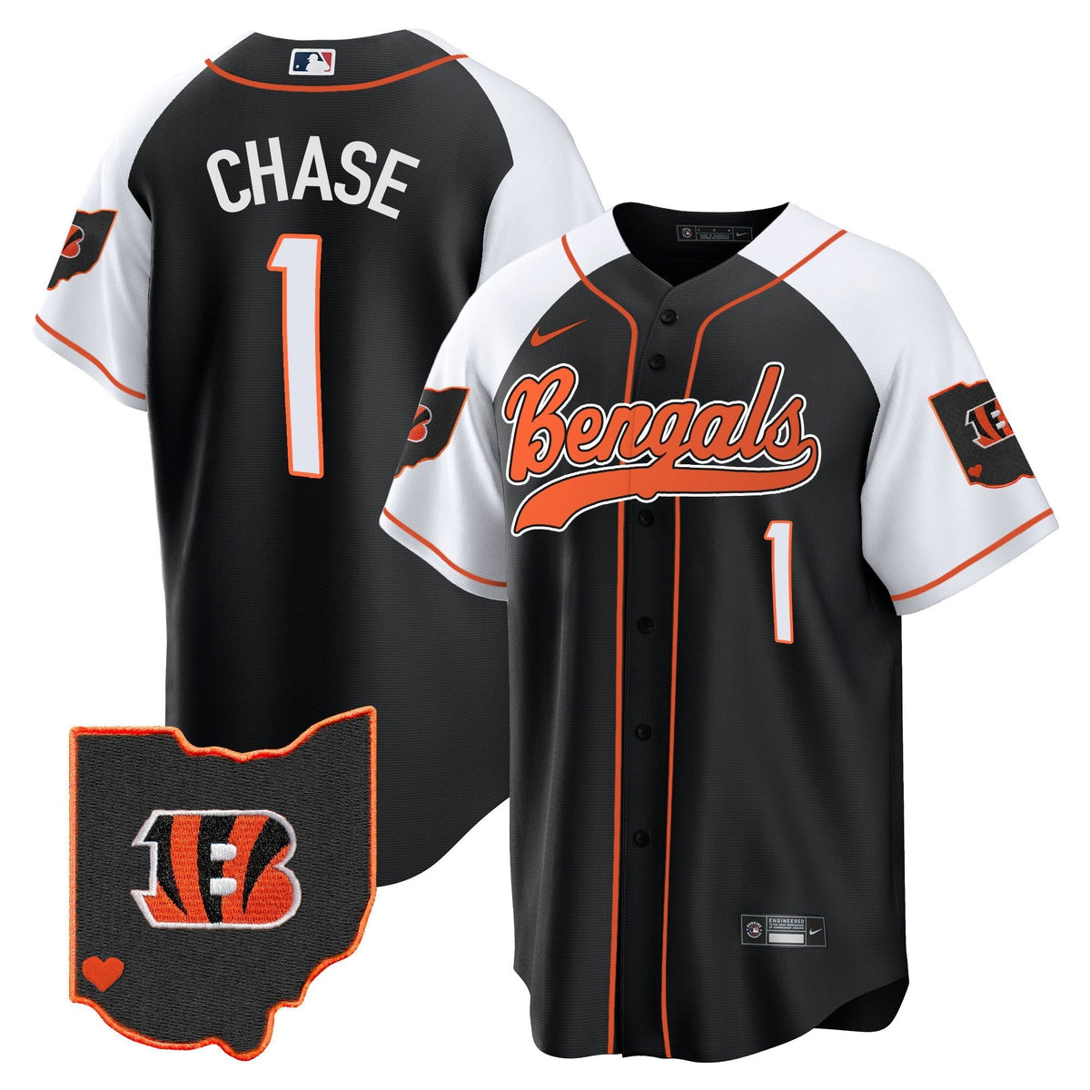 Men's Bengals Ohio Patch Baseball Jersey - All Stitched
