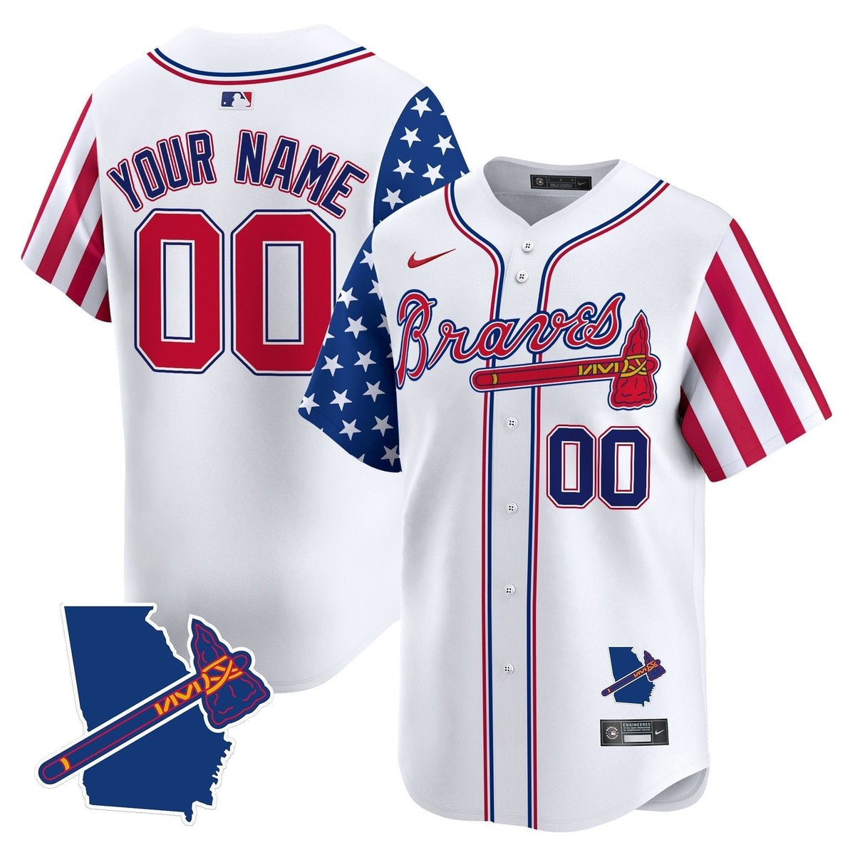 Atlanta Braves 2025 Independence Day Vapor Premier Limited Custom Jersey V2 - All Stitched