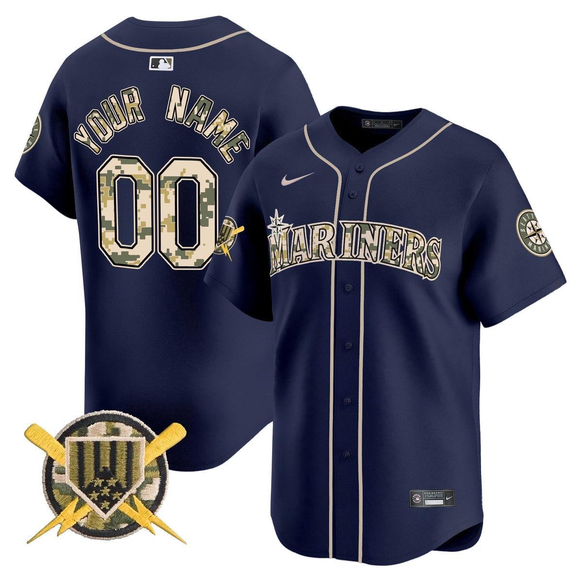 Seattle Mariners Armed Forces Day Vapor Premier Limited Custom Jersey - All Stitched